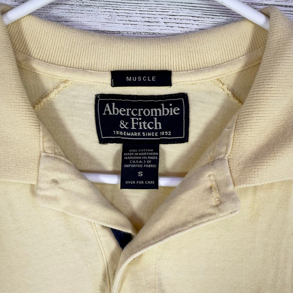 VTG Abercrombie Fitch Y2K men small logo muscle yellow gorpcore grunge polo usa - Picture 3 of 6